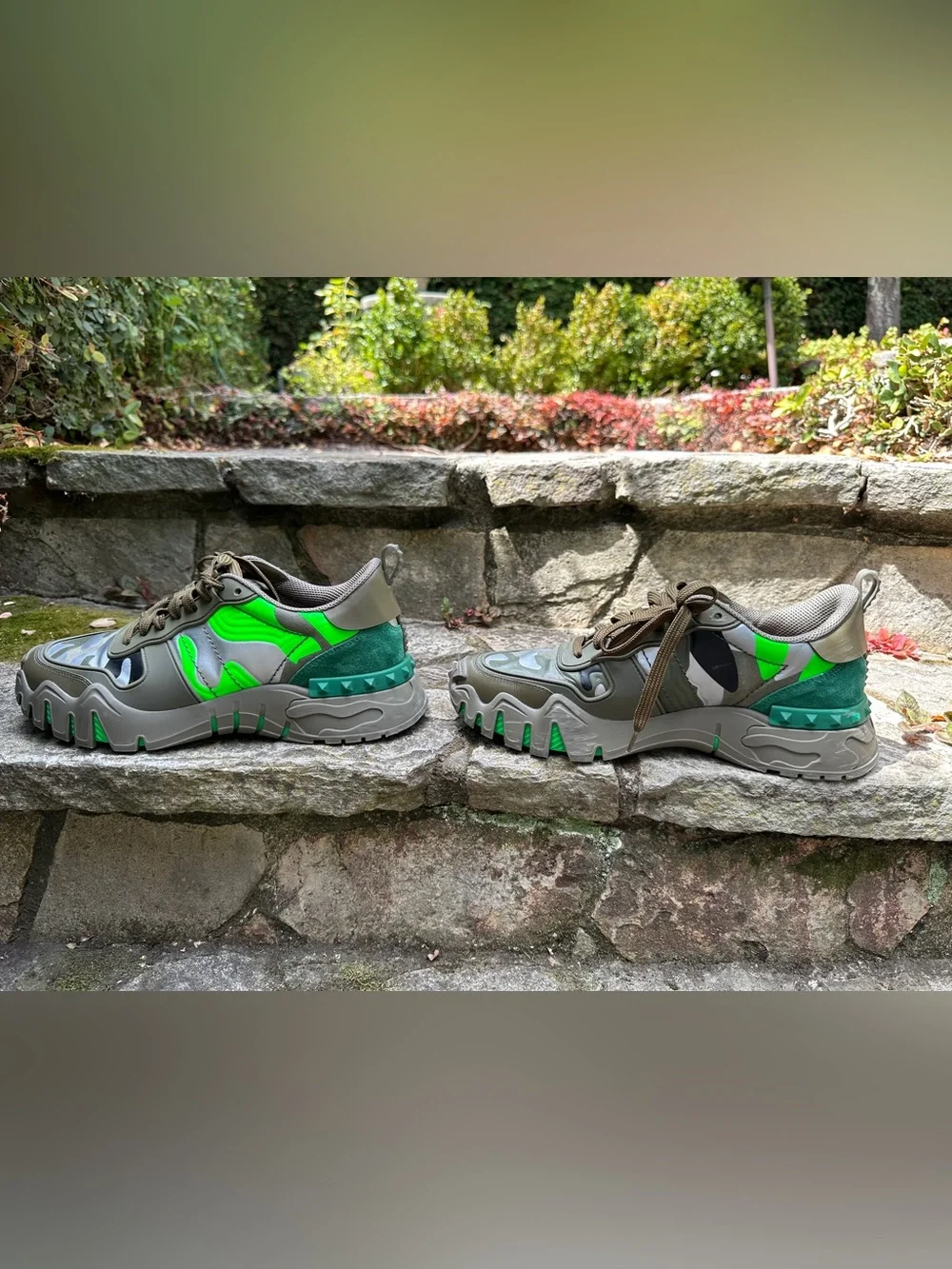 Valentino Garavani Olive and Neon Green Men’s Sneakers